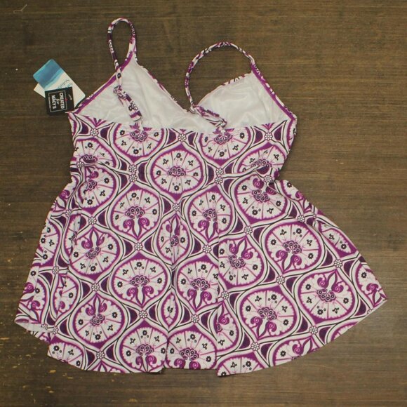 NWT Swim Solutions Printed Nylon Tankini Swim Top 806834 Magenta Purple 16 - Picture 4 of 6